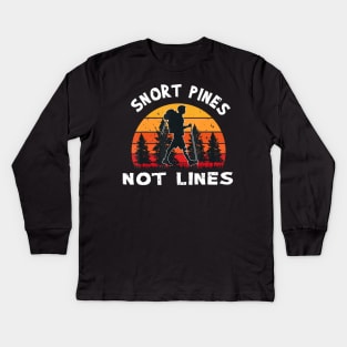 Snort Pines Not Lines Retro Sun Minimalist Kids Long Sleeve T-Shirt